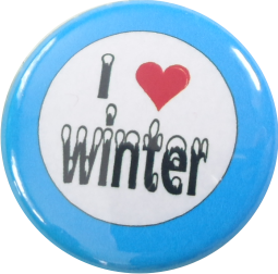 I love Winter Button blau
